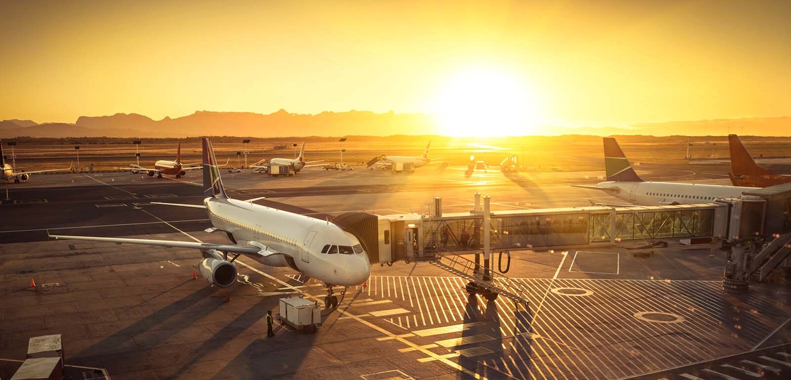 Airport at sunset